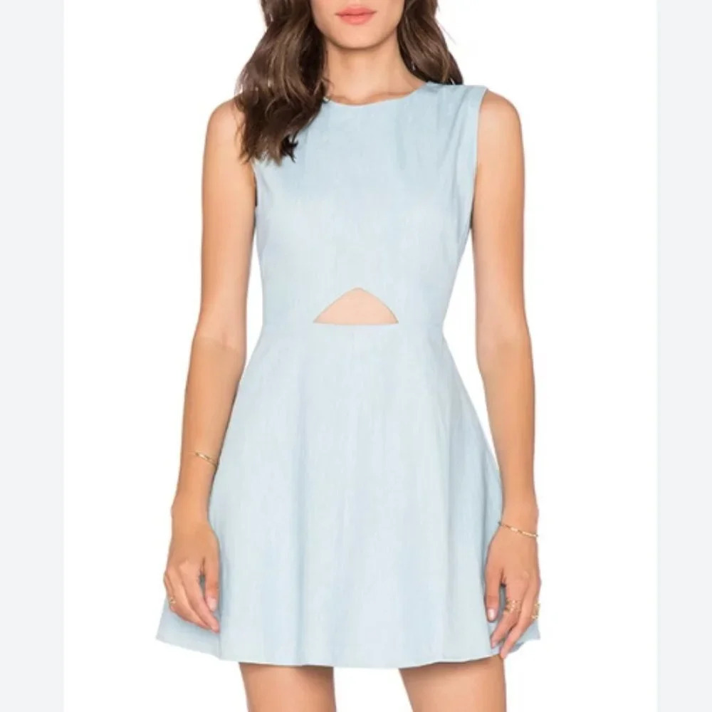 BLQ BASIQ Chambray Cut Out Dress Size XS/S EUC